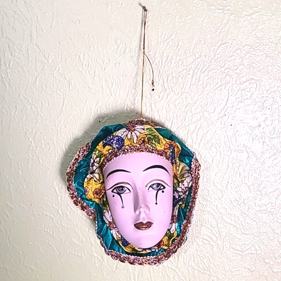 Decorative Porcelain Colorful Masquerade Mask Wall Art - Picture 3 of 4